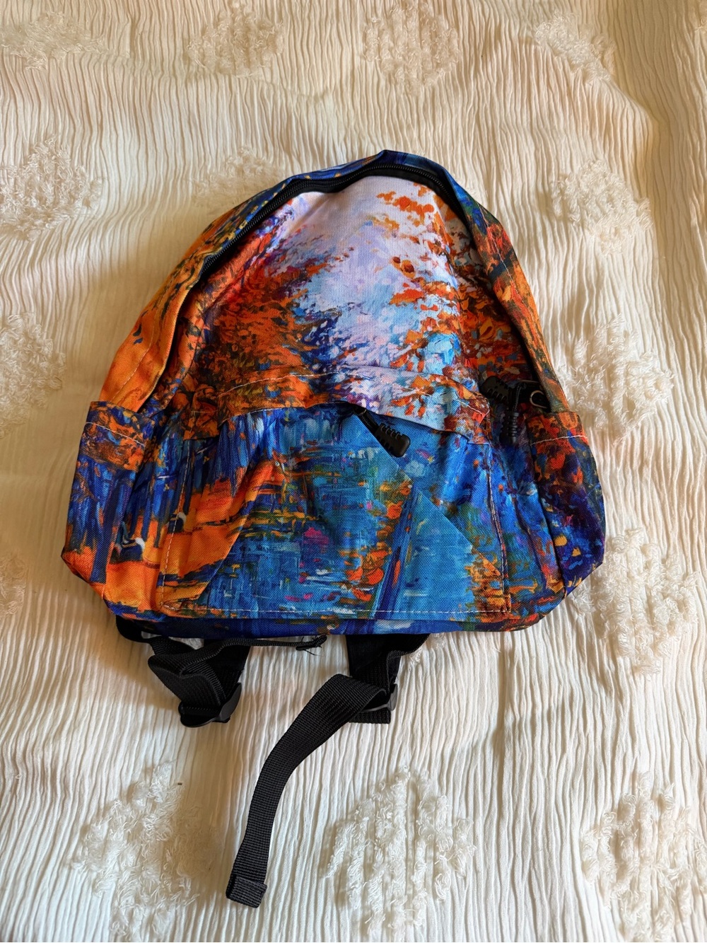 Vibrant Abstract Watercolor Backpack - Blue & Orange